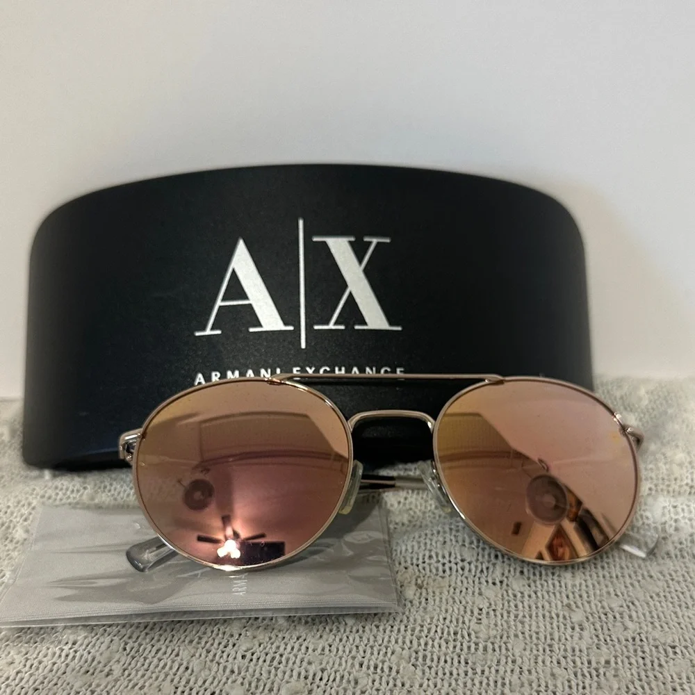 Armani Exchange Metallic Pink Aviator Sunglasses